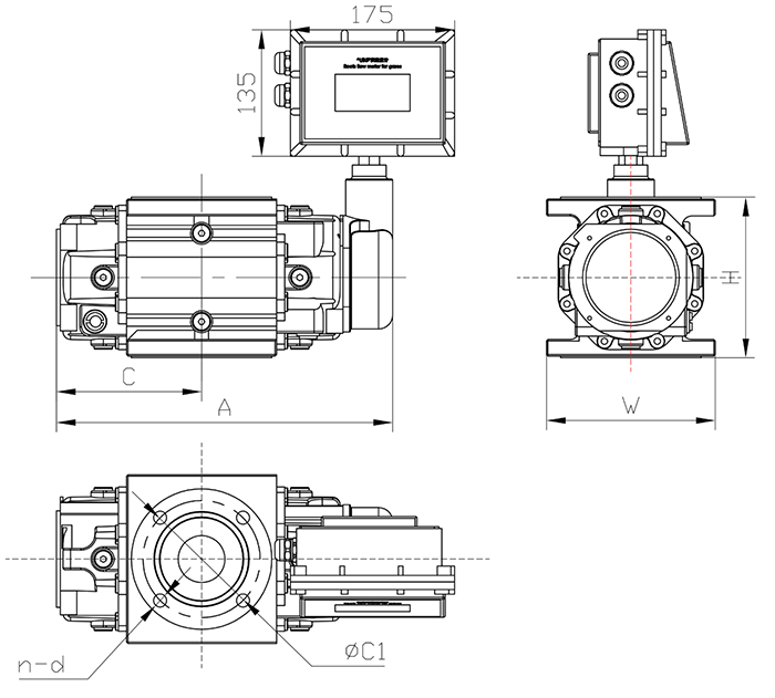 羅茨容積式流量計外形尺寸圖
