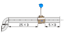 測量壓縮空氣流量計直管段安裝要求示意圖四